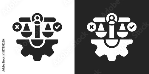 Ethics Icon In Black And White Glyph Style