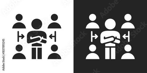 Leadership Icon In Black And White Glyph Style