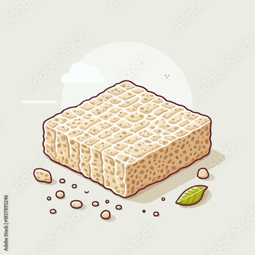 Illustration of tempeh slices