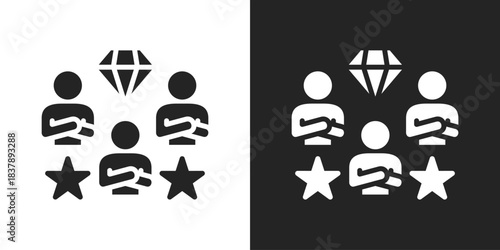 Vip Icon In Black And White Glyph Style