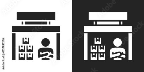 Market Icon In Black And White Glyph Style