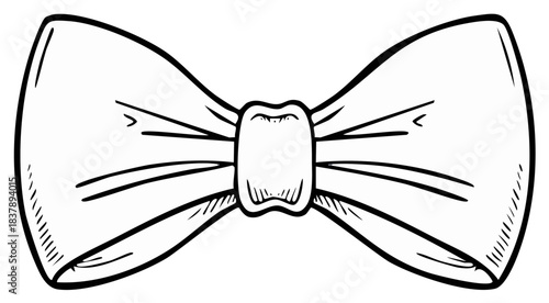 Elegant Bow Tie Illustration in Black and White Hand Drawn Style Formal Apparel Fashion Accessory