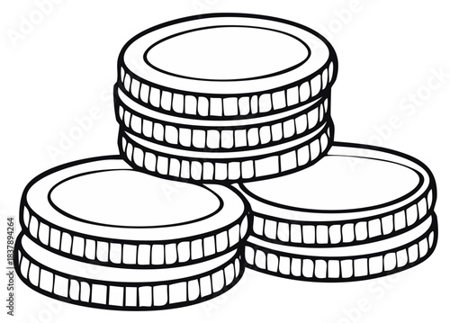 Outline Drawing Stack of Coins Illustration Money and Financial Growth