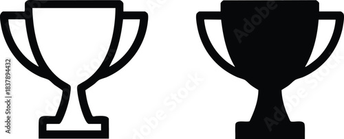 Trophy Icons Outline and Solid Versions, silhouette, illustration, vector.