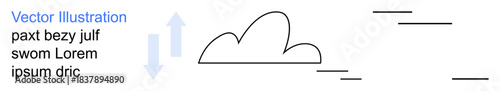 Weather forecasting, climate change, air dynamics, atmospheric science, meteorology, outdoor application. A cloud with horizontal lines and arrows wind. Weather forecasting and climate change concept