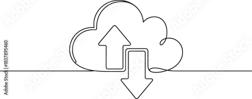  line art with upload and download arrows.