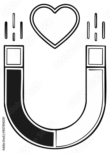Magnet attracting a heart, love symbol illustration
