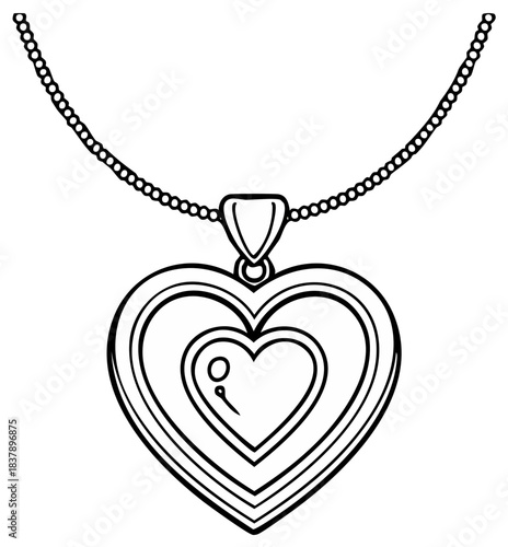 Elegant Heart Shaped Locket Necklace Outline Symbol of Love and Affection