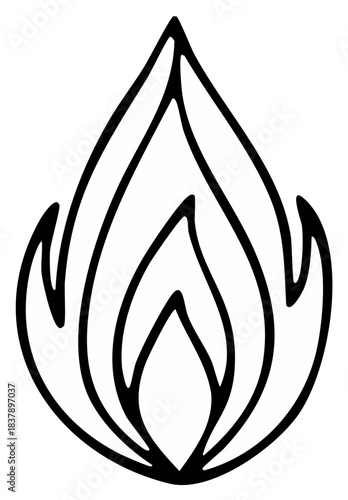Stylized outline of a fire flame abstract symbol
