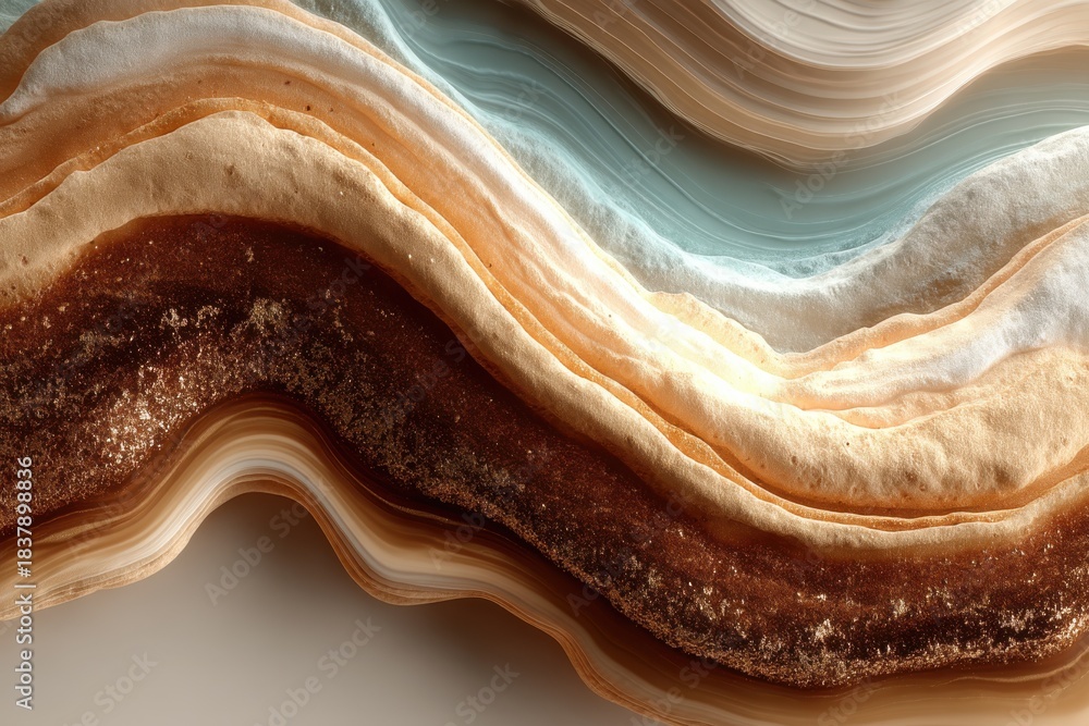 Obraz premium Abstract layered sand pattern with flowing beige and brown tones for design and decor use