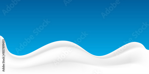 Milk pouring forms waves or ripples, a design element for advertisement. World Milk Day. Milk wave on blue background. Vector illustration.