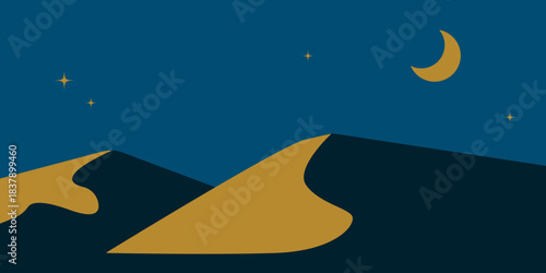 poster of a mountain with the moon at twilight. vector happy epiphany poster template design