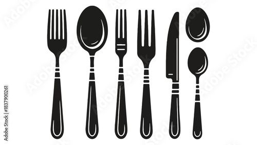 Cutlery set vector illustration fork spoon knife tableware icon
