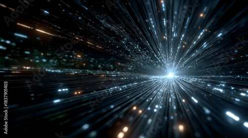 Digital Data Stream: A visualization of a data stream, illustrating the movement of information and highlighting technological advancements