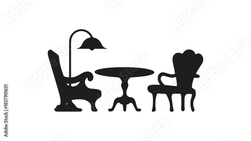 Furniture silhouette vector graphic living room chair table