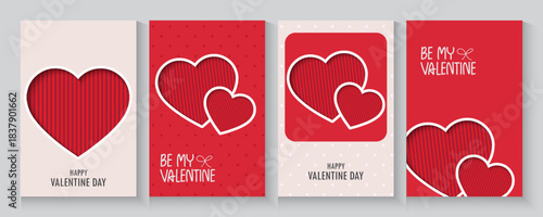 Valentine's Day poster, greeting card, cover, templates with modern paper cut style and label, sale promotion design. Valentine day banner card backgrounds with hand drawn art texture style with heart