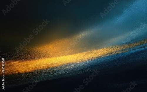 Abstract composition featuring blended hues, light streaks, and a textured appearance