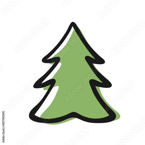 Hand Drawn Christmas Tree Doodle Icon