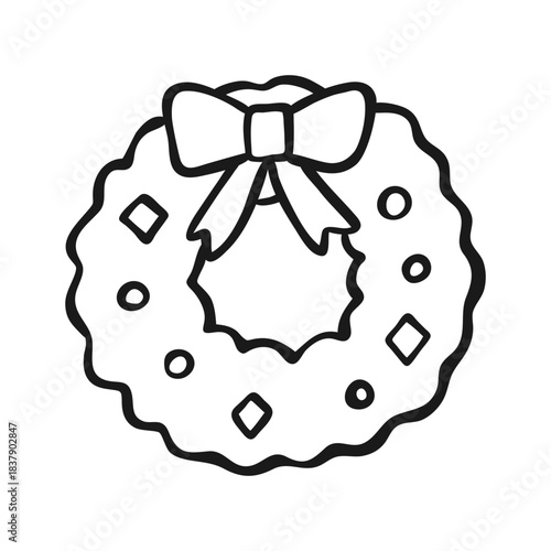 Hand-Drawn Simple Christmas Wreath