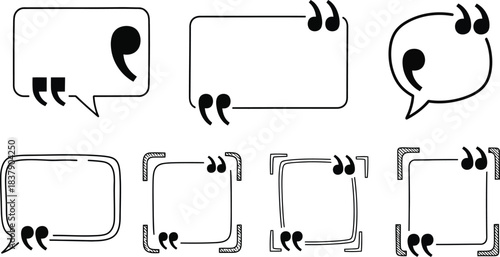 Hand drawn speech bubbles and thought bubbles in a doodle style illustration