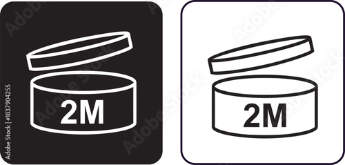 cosmetic pao symbol 2m open jar icon set for product packaging, shelf life label, vector illustration