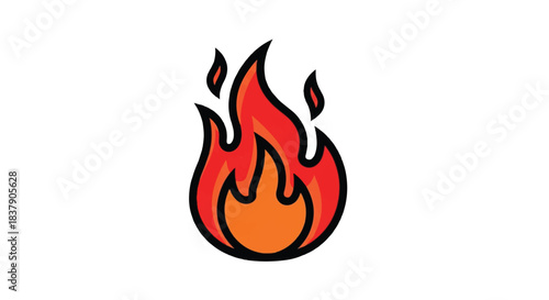 Stylized Fire Illustration with Vibrant Colors and Bold Outline.