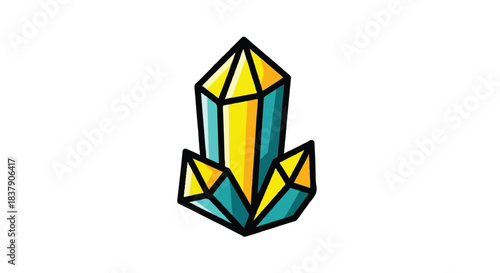 Stylized Crystal Gemstone Illustration with Vibrant Colors.