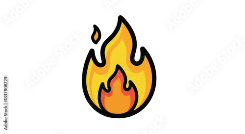 Stylized Illustration of a Bright Orange Fire Flame.