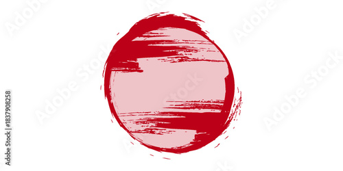Japanese flag symbol of rising sun. Red circle in grunge style on white background. vector geometric fleg. Eps10