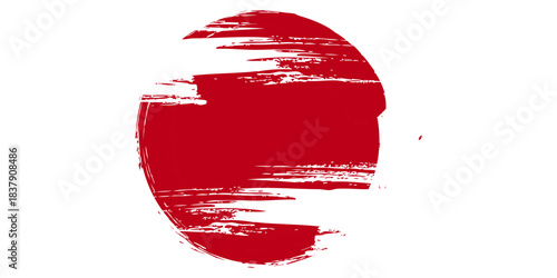 Japanese flag symbol of rising sun. Red circle in grunge style on white background. vector geometric fleg. Eps10