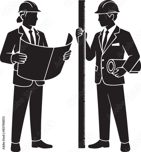 Architects plan building development vector silhouette design illustration