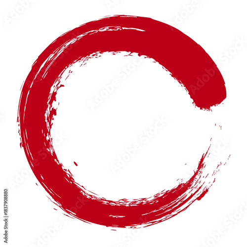 Circle brush stroke vector isolated on white background. Red enso zen circle brush stroke.