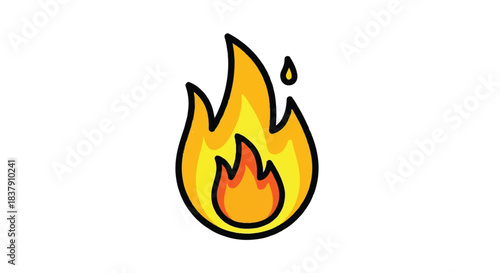 Stylized illustration of a bright orange and yellow flame.