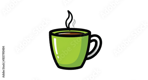 Steaming hot beverage in a vibrant green mug.