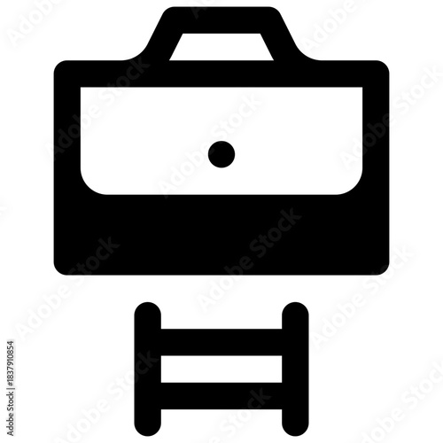 Career coaching. Outlined stroke vector icon with black-filled details.