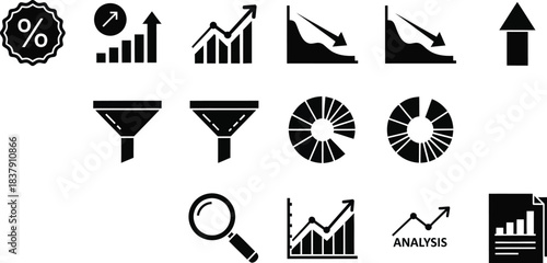 Data Analytics icon set multiple style collection