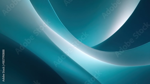 A mesmerizing dance of light and shadow on teal abstract curved surfaces.