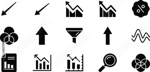 Data Analytics icon set multiple style collection