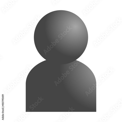 シンプルな人のシルエット 3Dデザイン 単体 モノクロ