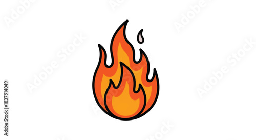 Fiery Flame Illustration Depicting Intense Heat and Energy with Orange and Yellow Colors.