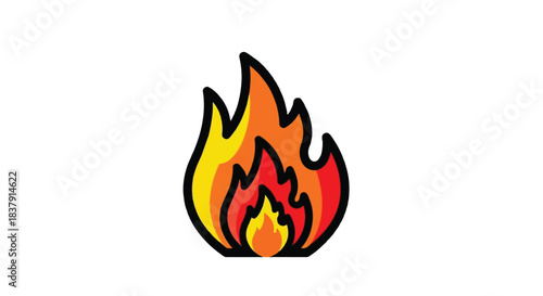 Stylized illustration of a vibrant orange and yellow flame burning brightly.