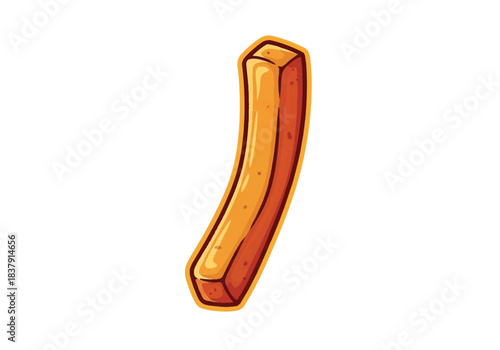 A single french fry with a curved shape and golden brown color.