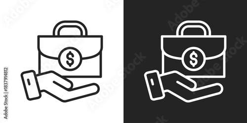 briefcase Icon In Black And White Line Style
