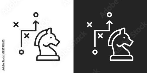 business strategy Icon In Black And White Line Style