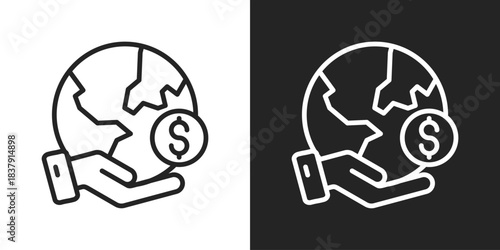 international business Icon In Black And White Line Style