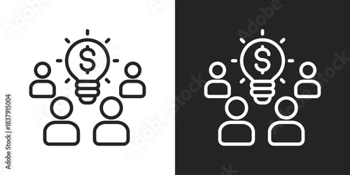 group idea Icon In Black And White Line Style