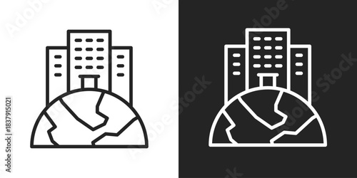 Multinational Icon In Black And White Line Style