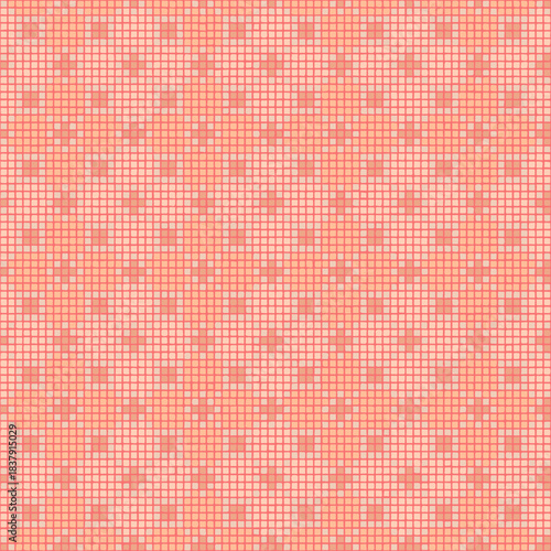 vector seamless pattern. embroidery template. hand drawn squares. peach color. repetitive background. modern decorative art. geometric fabric swatch. textile design. home decor