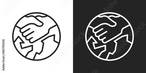 international relations Icon In Black And White Line Style
