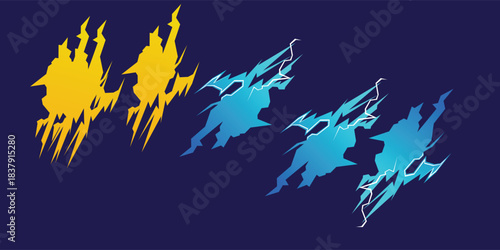 Livery wrap banner car sticker abstract lines yellow pink sporty brush grunge lightning storm motorsport vector, eps10.